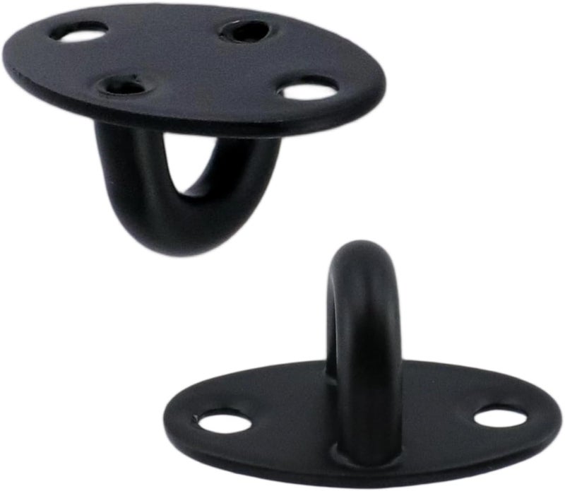 Dnyta 6Pcs Stainless Steel Ceiling Hook Pad Eye Plate Wall Mount Ring Hooks, Marine Hardware Hooks with Screws for Swing Hanging, Wall/Ceiling Mount, Outdoor or Indoor Activity (Small, Black) - Image 4
